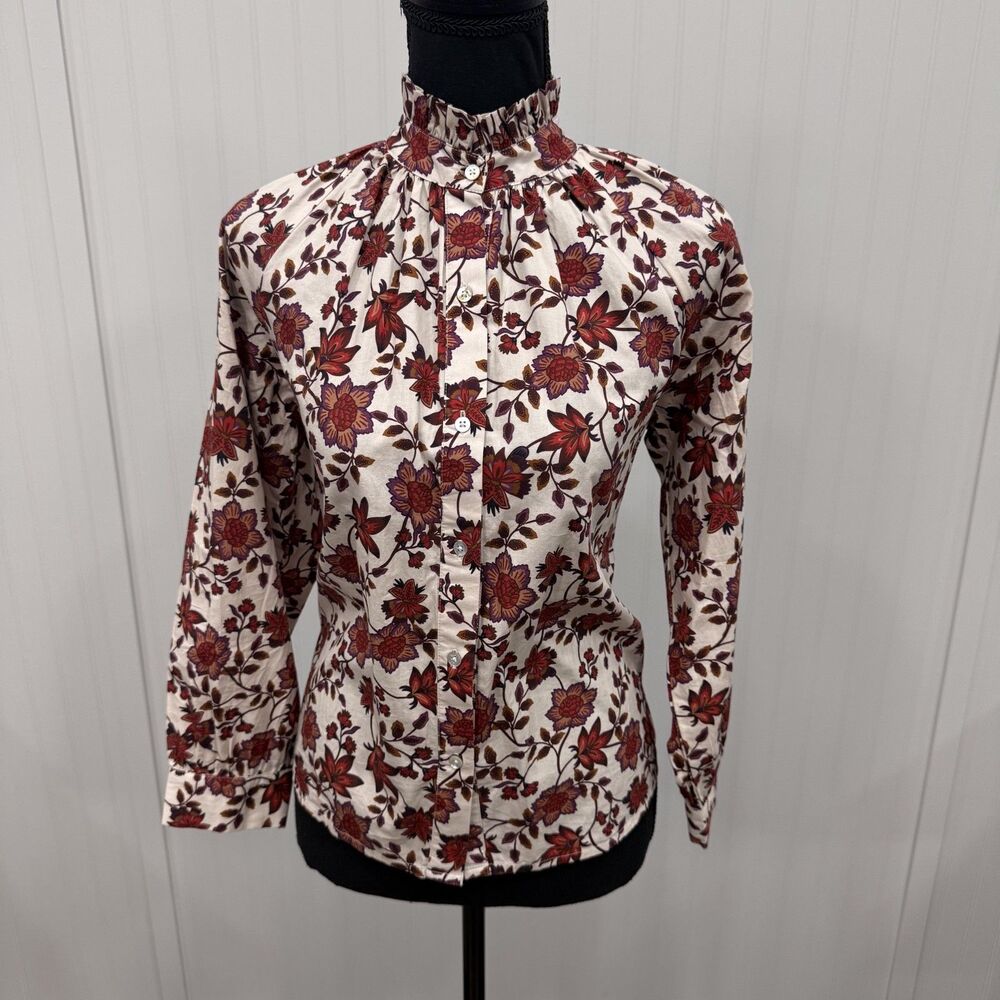 Laroque Original Women's XS Multicolor Floral Autumn Vine Perry Button-Front Top - Picture 1 of 6
